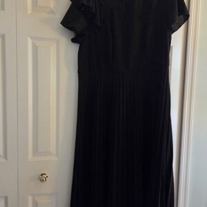 SHEIN Black Midi Dress with Ruffle Sleeves